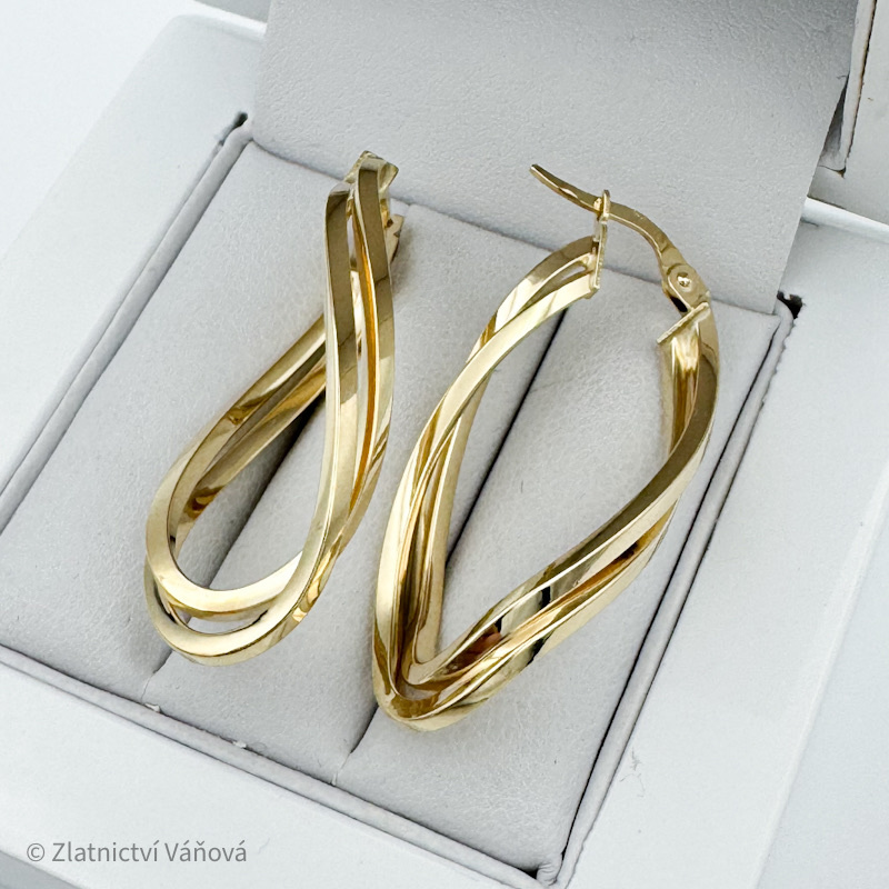 Žluté zlato náušnice kroucené